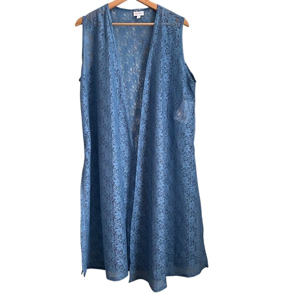 LuLaRoe Womens Joy Vest Duster Size M FLoral Cottagecore Beach Lace Delicate